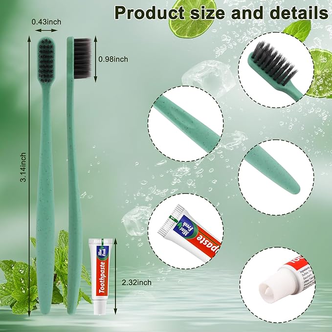 HOFASON Disposable Toothbrushes with Toothpaste 50 Pack, Disposable Travel Bulk Toothbrush and Toothpaste Set Individually Wrapped, Travel Size Toiletries for Homeless, Shelter, Charity, Hotel