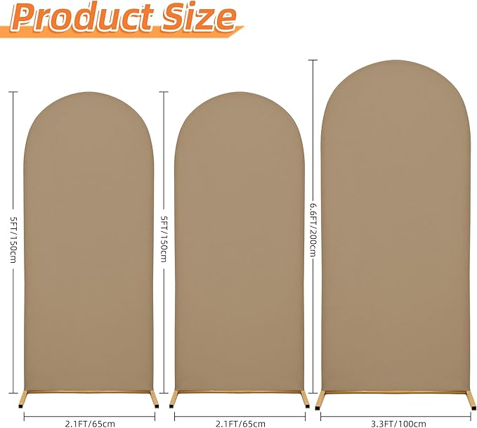 Arch Covers,Arch Backdrop Stand Fitted Cover for Wedding Birthday Party Ceremony Banquet Decoration(7.2FT,Khaki,Cover Only)