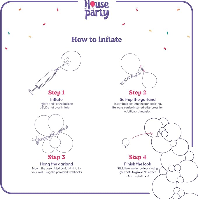HOUSE OF PARTY Rainbow Balloon Arch Kit -135 Pcs Colorful Pride Balloons Included for Balloon Garland, Arch, and Fiesta Decorations for Easter Party, Baby Girl Birthday and valentines decor