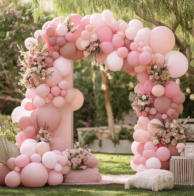Dusty Pink Balloon Garland Double Stuffed Baby Light Pink Balloon Arch Kit Latex Pastel Balloons for Boho Wedding Baby Shower Birthday Princess Party Decoration