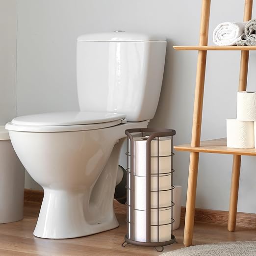 BROOKSTONE, Bronze Toilet Paper Holder, Freestanding Bathroom Tissue Organizer, Minimalistic Storage Solution, Modern & Stylish Design [Holds MEGA Rolls]