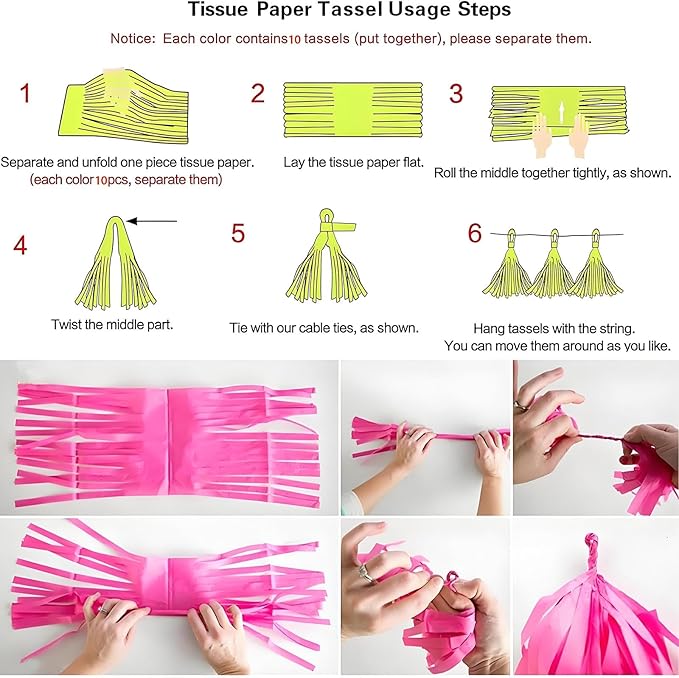 Blue Green & Purple Paper Tassel Garland Banner - Vibrant Tri-Color Handmade Paper Tassels for Party Decorations, Wedding Backdrop, DIY Crafts (30-Pack)