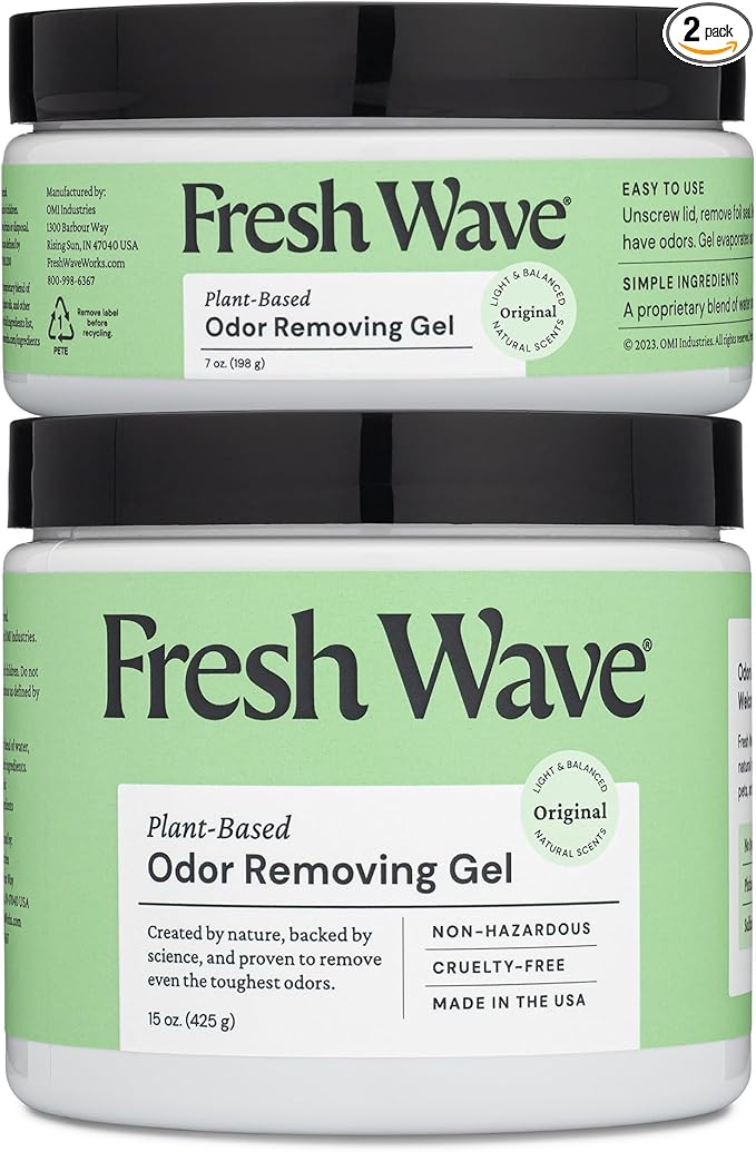 Fresh Wave Odor Removing Gel, 15 oz. & 7 oz. - Odor Absorbers for Home, Safer Odor Relief, Natural Plant-Based Odor Eliminator, Every 15 oz. lasts 30-60 Days, For Cooking, Trash & Pets