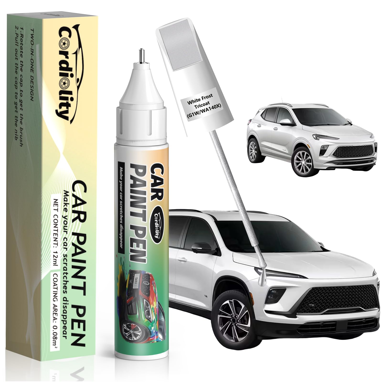 White Frost Tricoat(G1W/WA140X) Touch Up Paint Pen for Buick,Car Paint Scratch Repair Pen Quick and Easy Fix Auto Paint Scratch