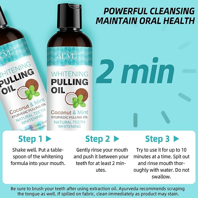 Coconut Oil Pulling with Peppermint Oil-Mouthwash for Oral Care-Helps with Fresh Breath, Organic Essential Oils Mouthwash with Tongue Scraper,Treatment for Gums-237ML