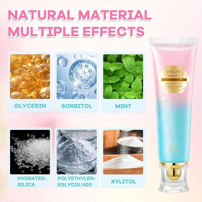 Niacinamide Whitening Toothpaste，Mild Mint for Fresh Breath,24-Hour Fresh Breath,Triple Brightening Niacinamide-Infused Toothpaste，Fluoride-Free Formula Suitable for Sensitive Teeth (1)