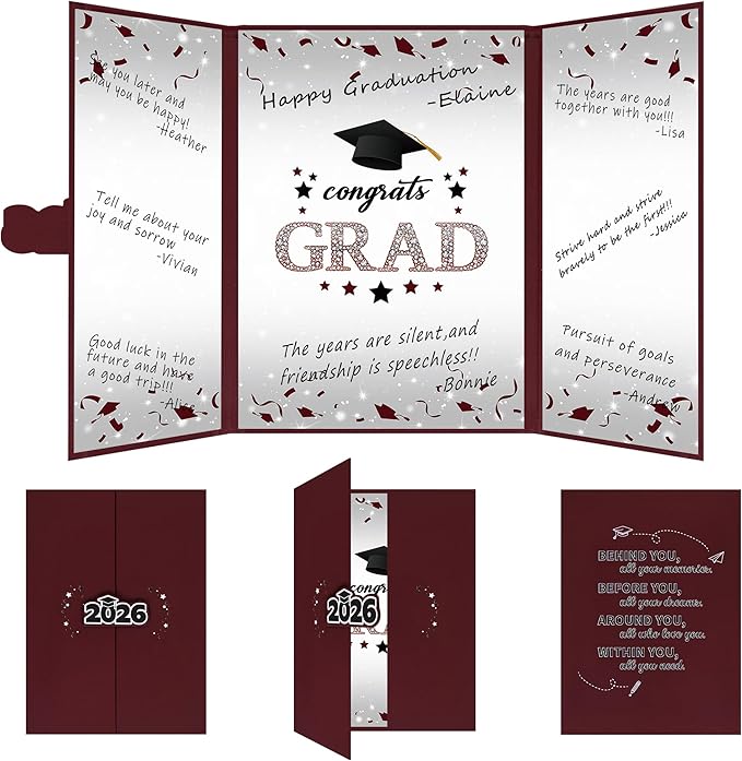 Vlipoeasn 2026 Graduation Guest Book Alternative, Maroon Class of 2026 Graduation Party Decorations, Graduation Signature Book for 2026 College High School, Unique Graduation Gifts for Friends