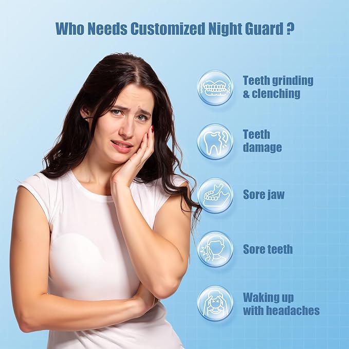 Custom Night Guard for Bruxism/Grinding/TMJ at Night, Bite Mouth Guard for Teeth Clenching Nighttime, for Adults & Kids (One Guard)