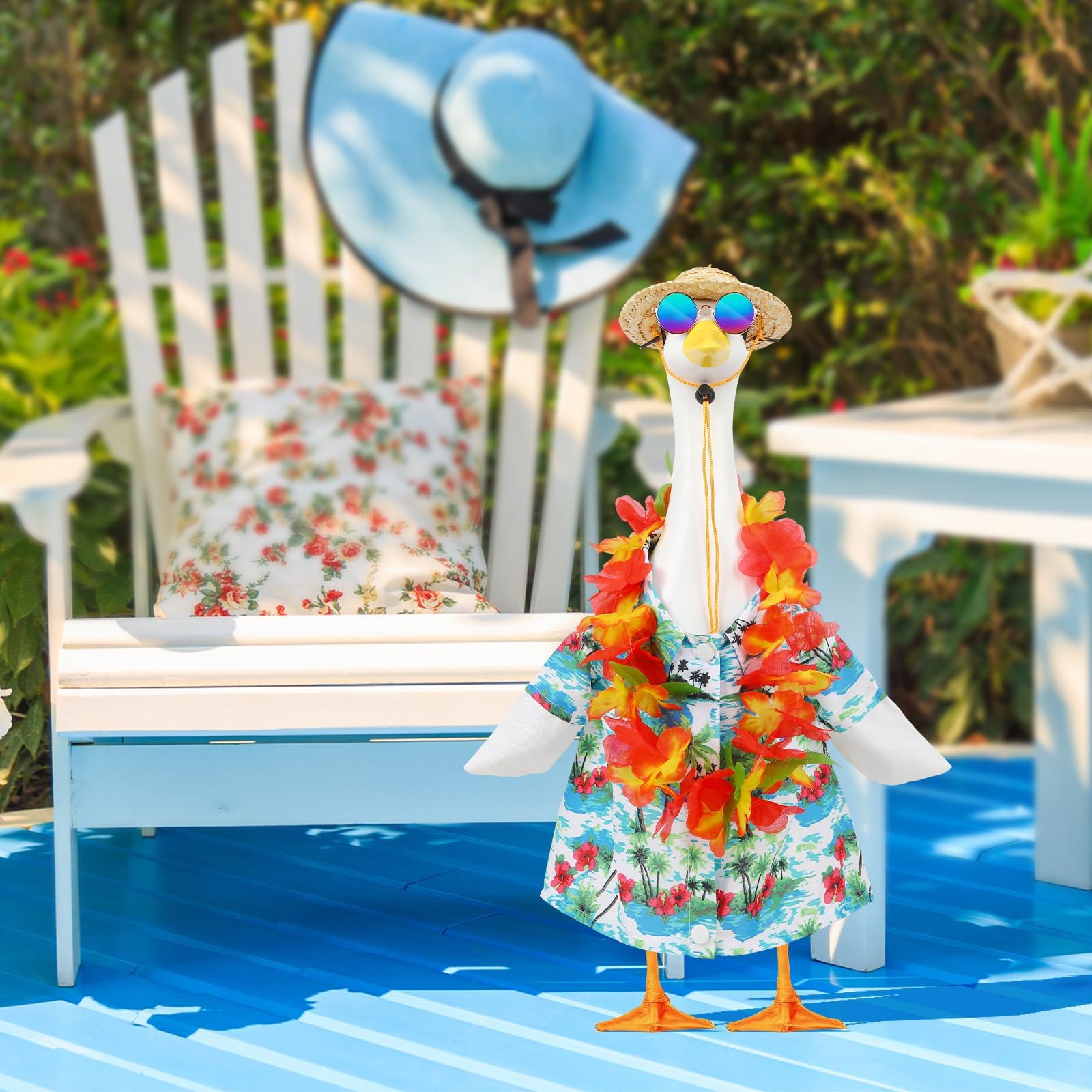 DTOFOOT 4 Pcs Hawaiian Porch Goose Outfit for 23 In Goose Statue Costume