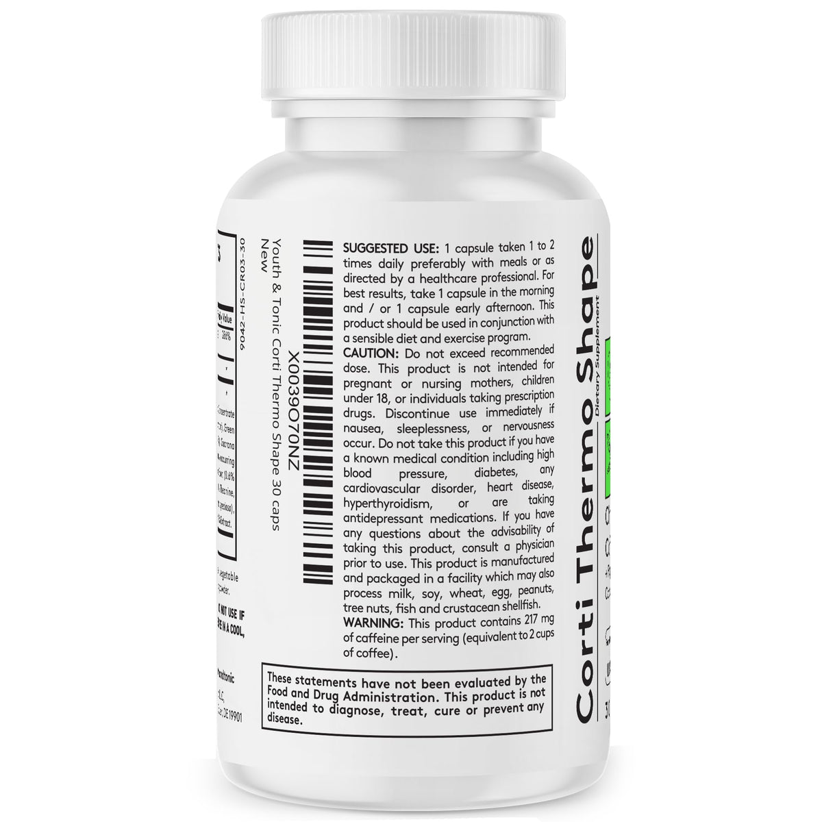 Youth & Tonic Weight Loss Pills for Women & Men, Energy & Caffeine Pills