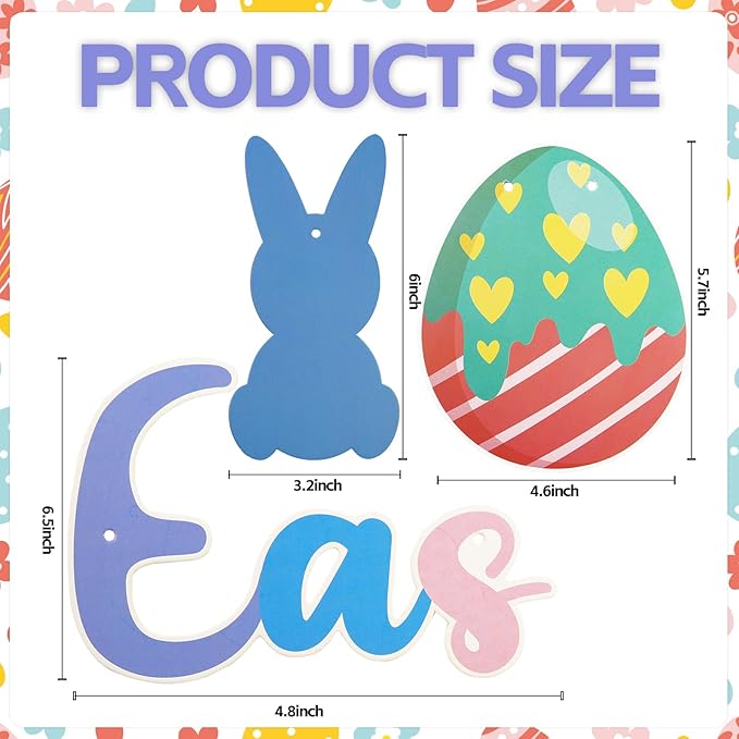 Happy Easter Banner Egg Garland with Bunny Hanging Swirl and Accessories Easter Party Decorations Set for Home Office Mantle Fireplace Indoor Outdoor Classroom Decorations