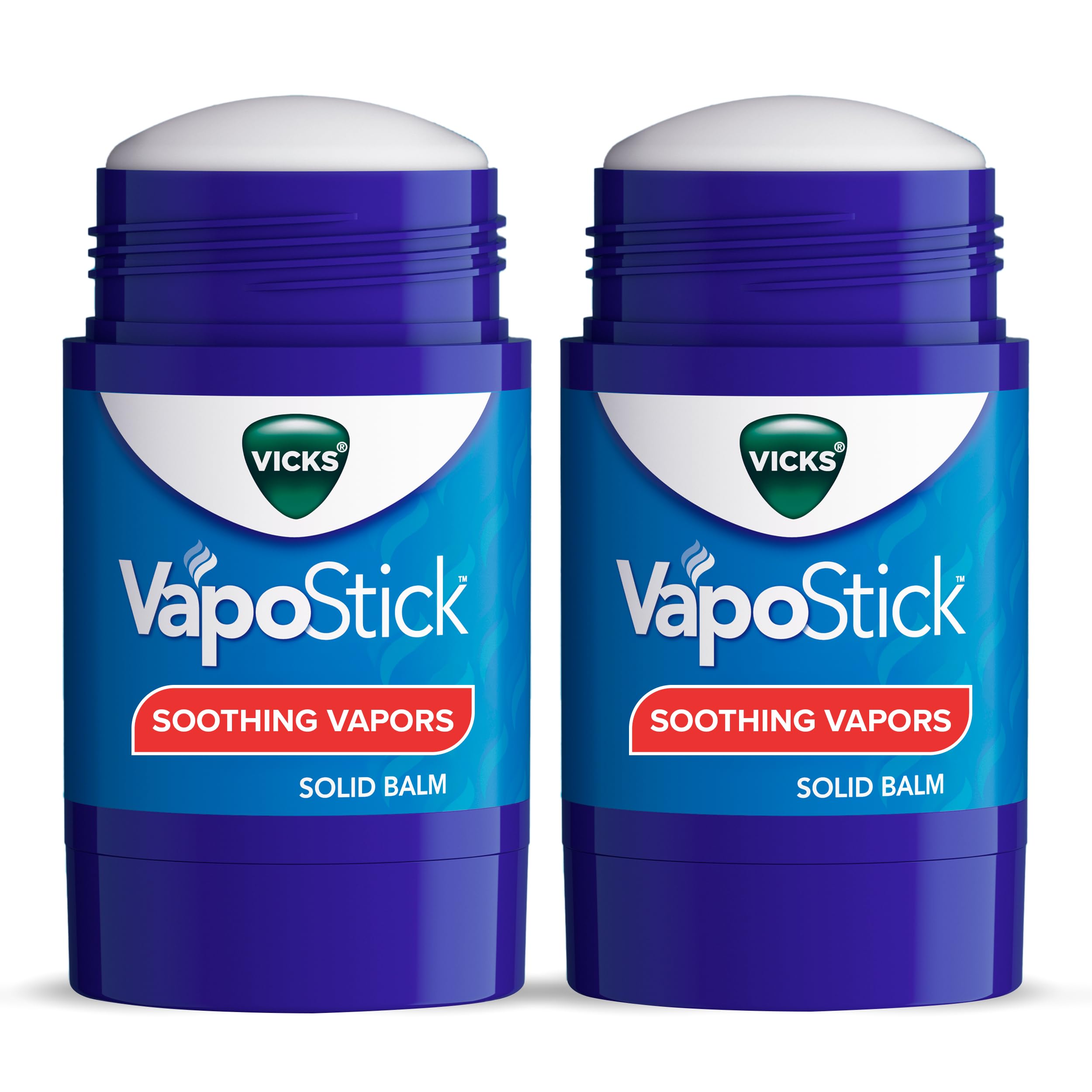 Vicks VapoStick, Solid Balm, No Mess, Soothing Non-Medicated Vicks Vapors, Easy-To-Use No-Touch Applicator, Quick Dry, Lightweight Skin Feel, 1.25oz x 2