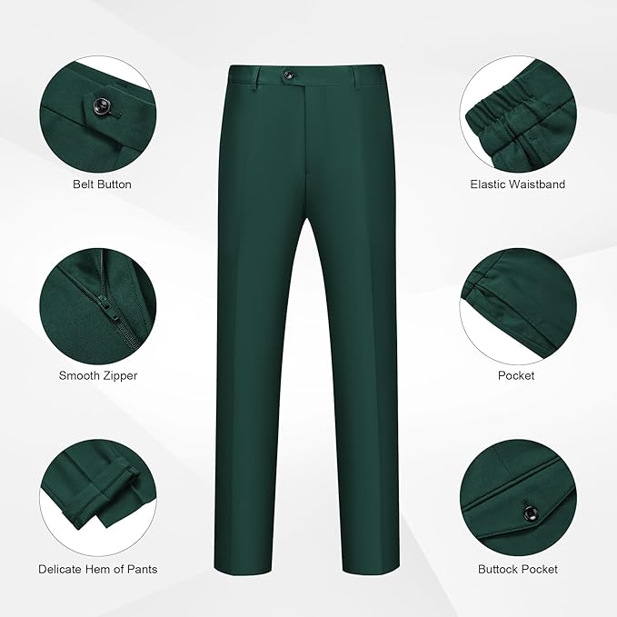 WULFUL Men's 2 Piece Slim Fit Suit Set One Button Blazer Jacket Pants Tuxedo Set for Party, Wedding and Business