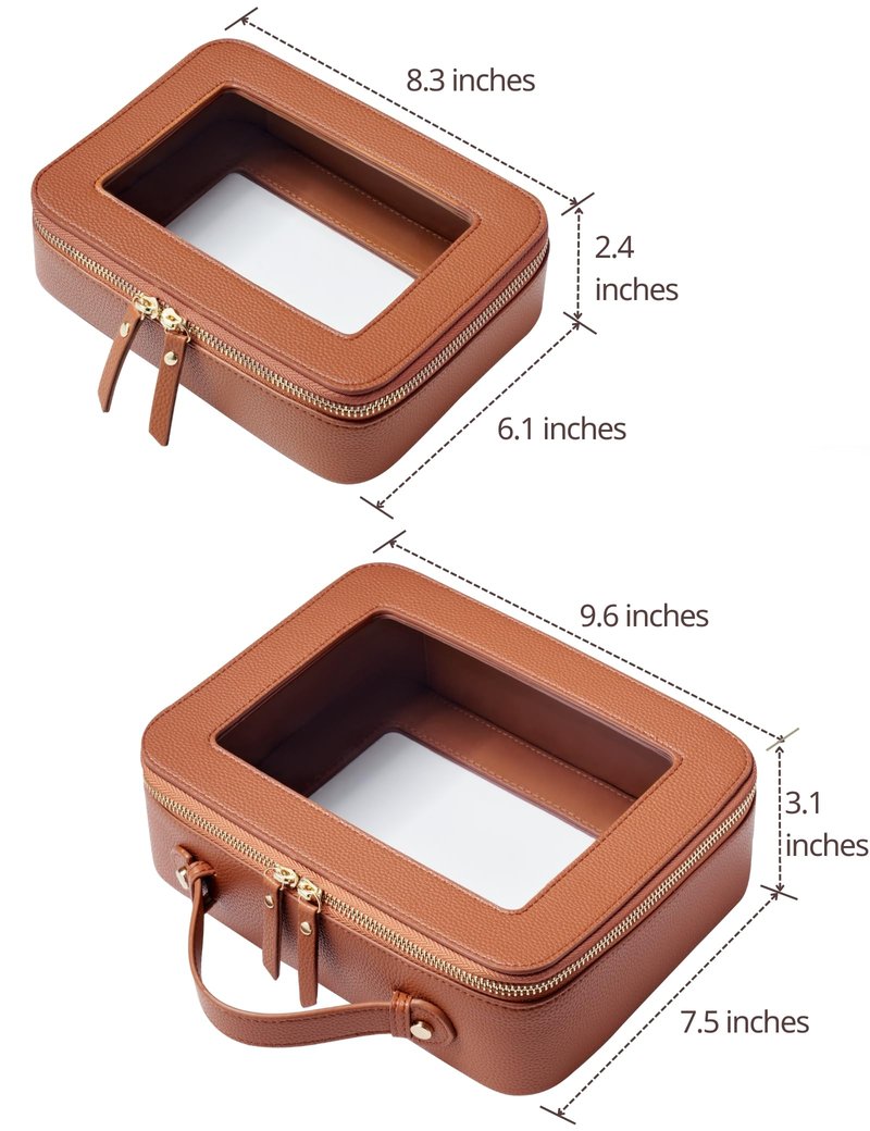 Popvibe Clear Makeup Bag Toiletry Case Travel Transparent Cosmetic Bag with Zipper, Portable Make Up Organizer Traveling Compact Car Bag for Essentials