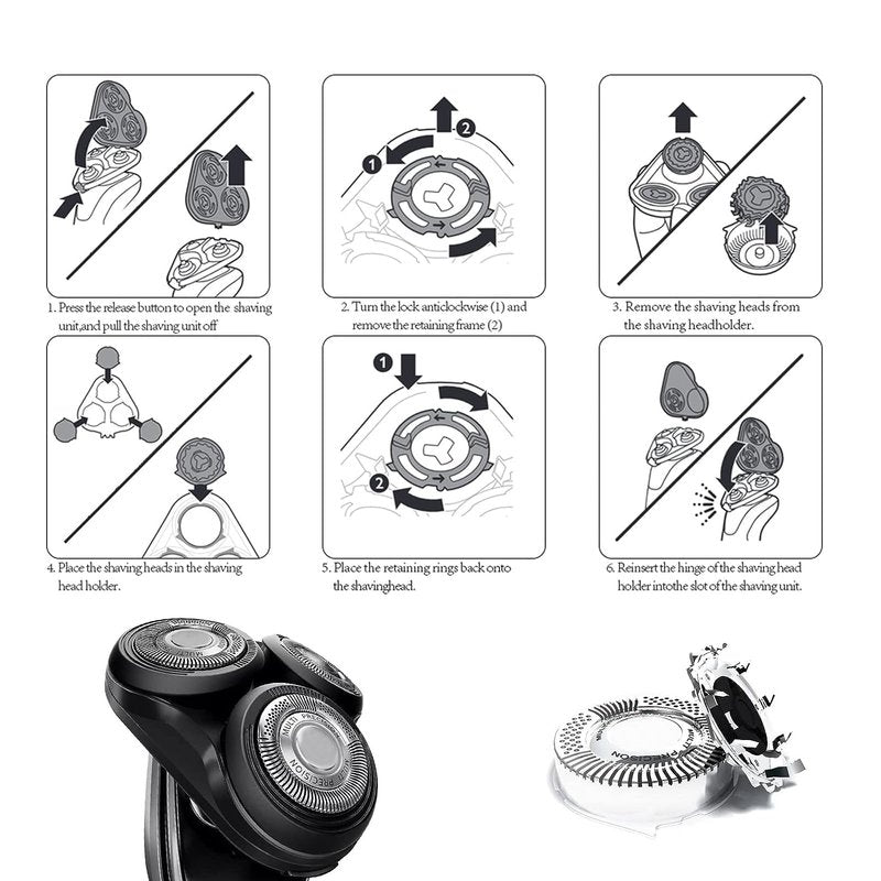 SH50 Compatible Replacement Head Compatible with Philips Norelco Series 5000 Shavers | S5000/S6000/S5100/S5500 Models | (3 pcs)