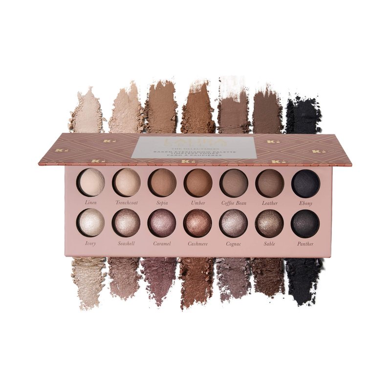 LAURA GELLER NEW YORK The Delectables Timeless Tones Baked Eyeshadow Palette | 14 Pigmented Eyeshadows Blendable Everyday Look