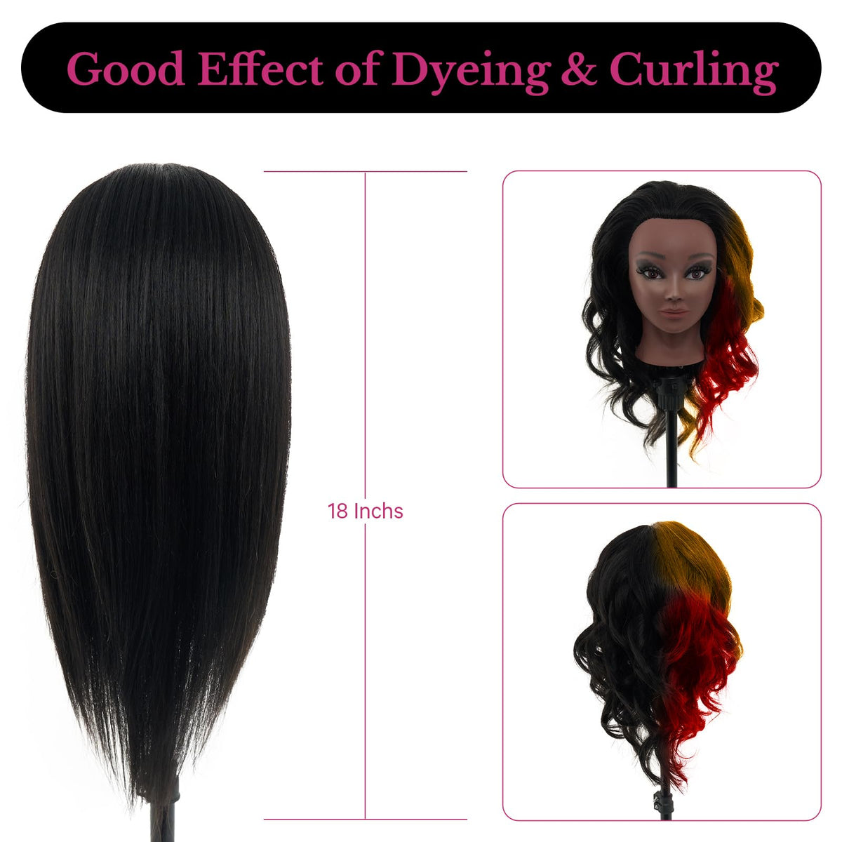 Mannequin Head 80% Human Hair with Tripod Stand, 28 Inch Makeup Cosmetology Manikin Head Braiding Mannequin Head with stand, Hairdressing Training Practice Doll Head for Hair Styling with Table Clamp