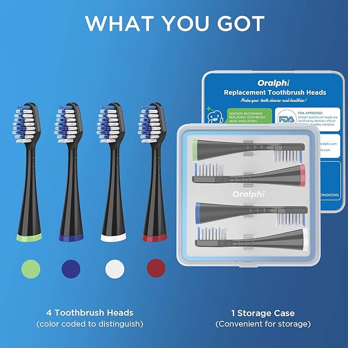 Brush Heads for Waterpik Complete Care 5.0/9.0 (4-Pack, Black)