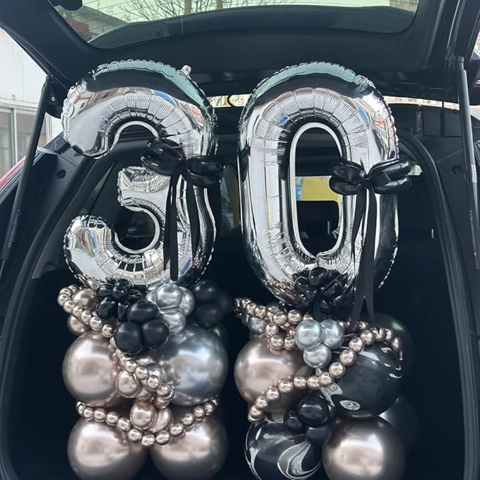 40 inch Silver Number Balloon Giant Foil Helium Balloons Silver Number 8 Balloon for 8th Birthday Party Anniversary Decorations Supplies