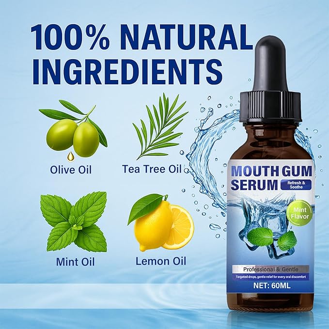 Gum Restore Drops, 60ml Alcohol-Free Oral Care Drops for Receding Gums, Dry Mouth & Fresh Bad Breath, Mint Flavor