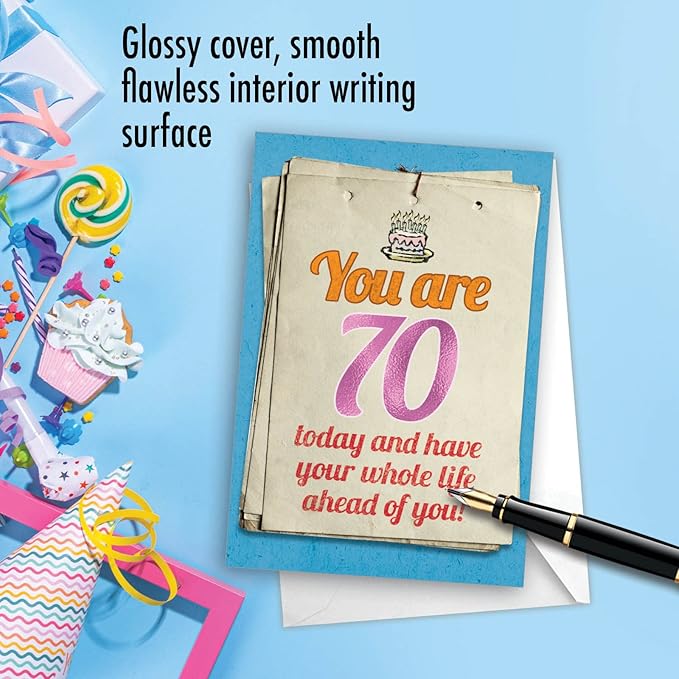 NobleWorks - 70th Milestone Birthday Greeting Card with 5 x 7 Inch Envelope (1 Card) - You Are 70 8971