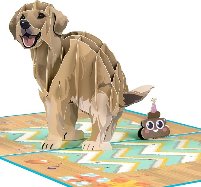 GREETING ART Dog Happy Birthday Pop-Up Card, Dog Birthday Card, 3D Greeting Cards for Dog Lover, Wife, Husband, Mom, Dad, Grandma, Grandpa