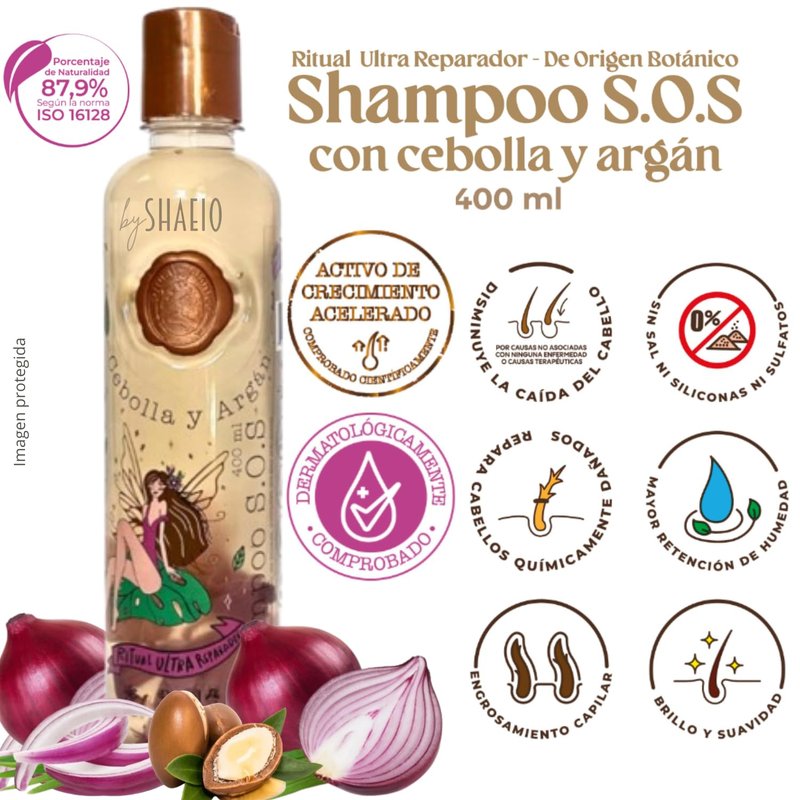 RITUALBOTANICO | KIT Ultraparador y Acelerador de Crecimiento S.O.S: Shampoo de Cebolla y Argàn + Tratamiento Intensivo PLEX con Banano y Aguacate 100% Colombiano.