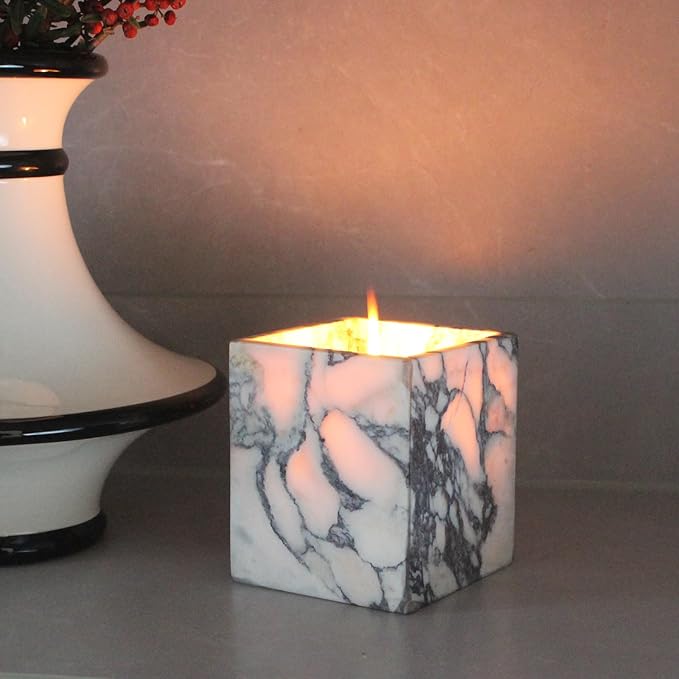 Genuine Calacatta Viola Marble Toothbrush Holders for Bathroom, Natural Marble Makeup Brush Holder Countertop Organizer