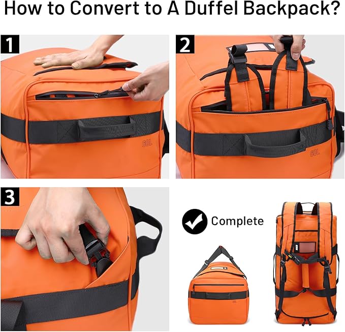 MIER Water Resistant Backpack Duffle Heavy Duty Convertible Duffle Bag with Backpack Straps for Gym, Sports, Travel