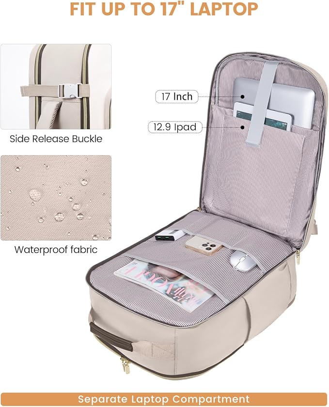 LOVEVOOK 50L Travel Backpack for Women & Men, Airline Approved Carry On Luggage with 3 Packing Cubes, TSA Overnight Bags, Waterproof Personal Item Bag, Weekender Essentials Backpacks fits 17" Laptop