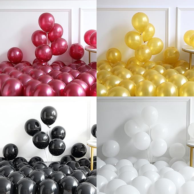 Graduation Balloon Garland Arch Kit 2026, 150Pcs Burgundy Black Gold White Balloons for Class of 2026 Celebration Graduation Party Decorations, Congrats Grad Backdrop Decor