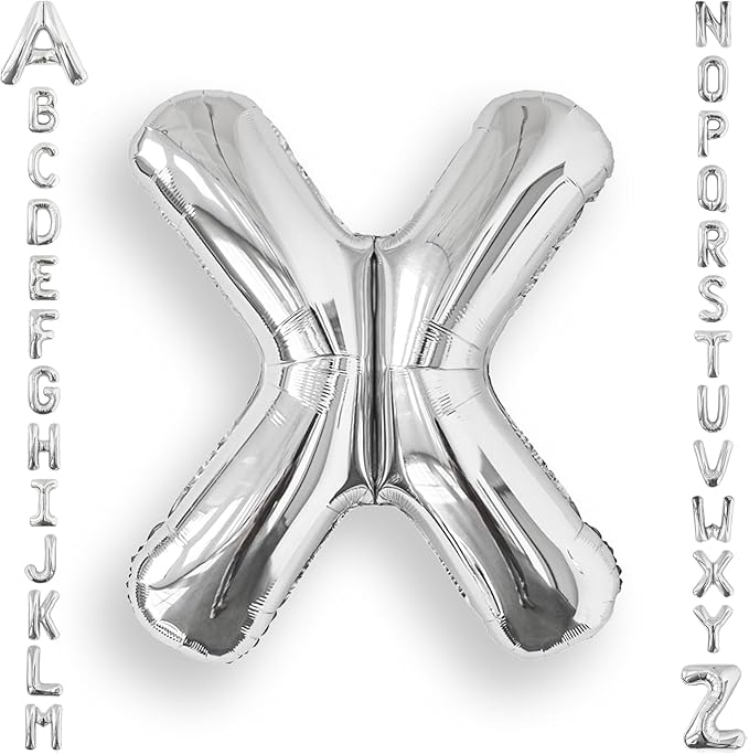 AULE 40 Inch Big Letter Balloon Silver X Large Foil Helium Alphabet Balloons A-Z for Birthday Anniversary Graduation New Year Party Decoration Supplies