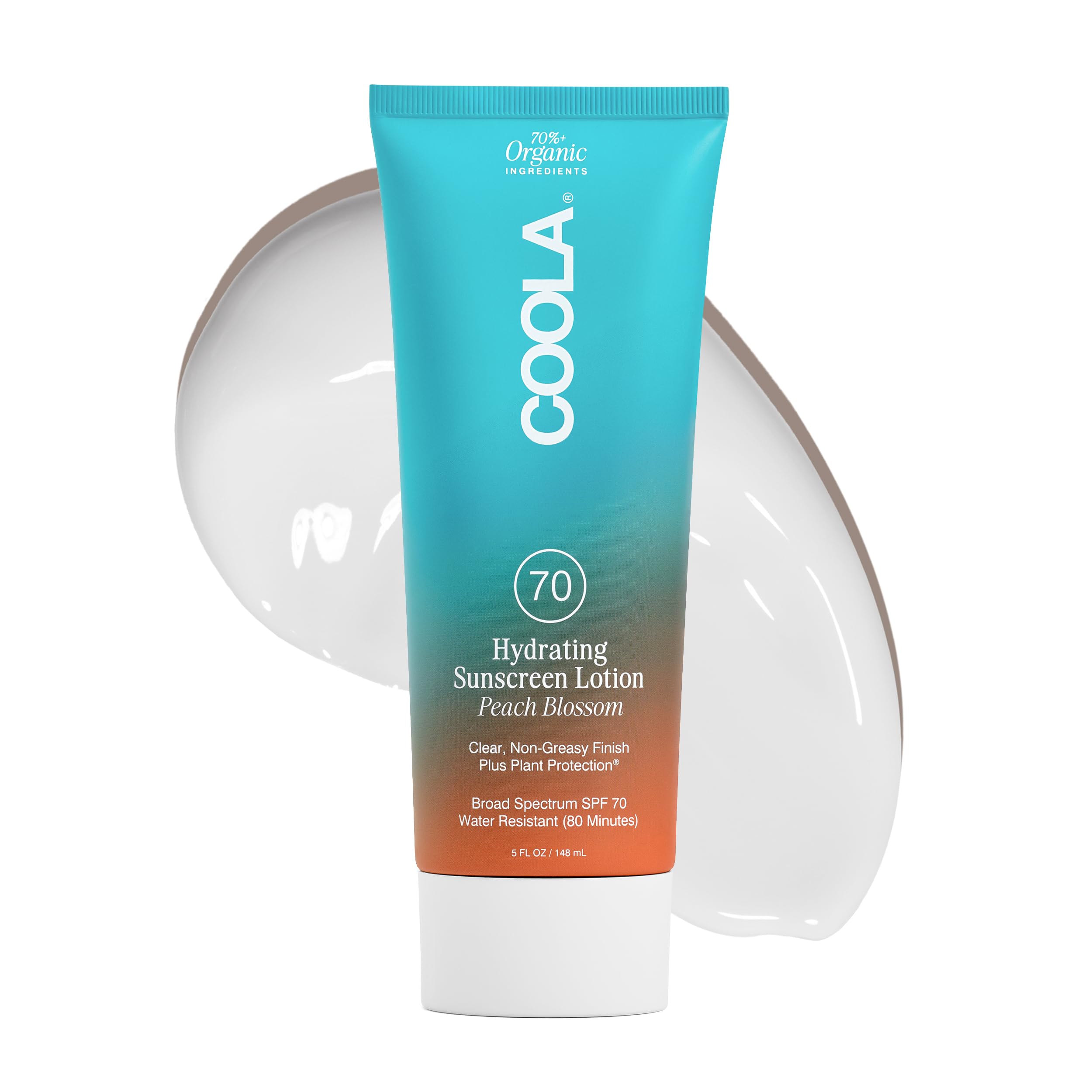COOLA Organic Sunscreen SPF 70 Sunblock Body Lotion, Dermatologist Tested Skin Care for Daily Protection, Vegan and Gluten Free, Peach Blossom, 5 Fl Oz