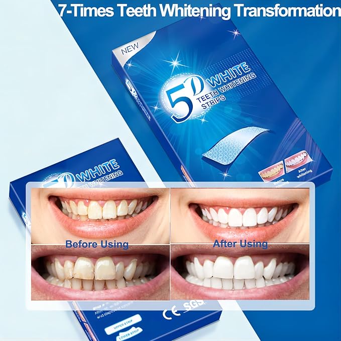 Teeth Whitening Strips Kit, 28 Pieces White Strips for Non Sensitive Tooth, Trras Bandas Blanqueadoras De Dientes, Wine White Wipes for Teeth to Remove Coffee Smoking Soda Stain - 14 Treatment