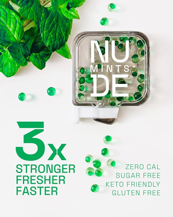 NUDE MINTS | Dual Action Liquid Capsules | Mouth Watering Mint - Lasts 3X Longer - 3X Stronger - Extreme Bad Breath Treatment For Adults - Sugar Free, 0 Calorie - Variety - 5 Pack - 150 Capsules