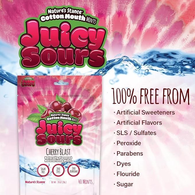 Cotton Mouth Juicy Sours – Dry Mouth Mints with Natural Xylitol | Sugar-Free Breath Mints for Dry Mouth Relief | No Artificial Sweeteners | Naturally Flavored Moisturizing Lozenges