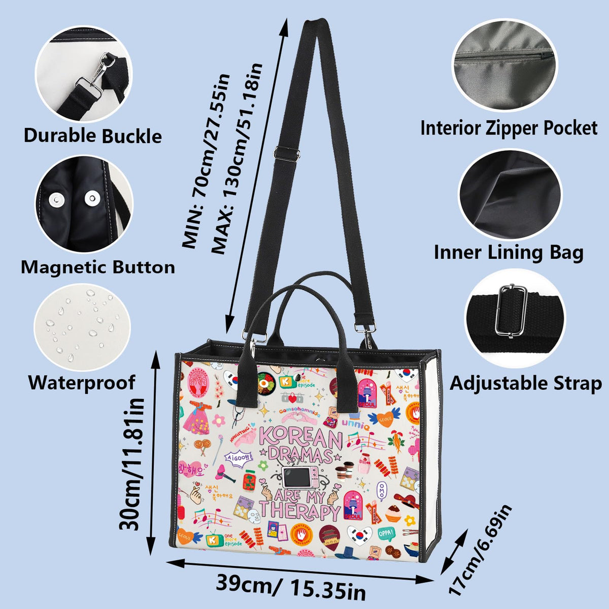 WZMPA Korean Drama Cosmetic Makeup Bag k-Drama Lover Gift Korean Dramas Are My Therapy k-Drama Zipper Pouch Bag For Women Girls (Korean Dramas BG)