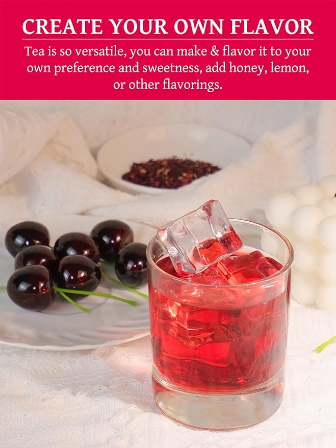 TeeLux Hibiscus Tea Bags, Natural Hibiscus Flowers Herbal Tea, Caffeine Free, Refreshing Tart Flavor, Hot & Iced Tea, 100 Count