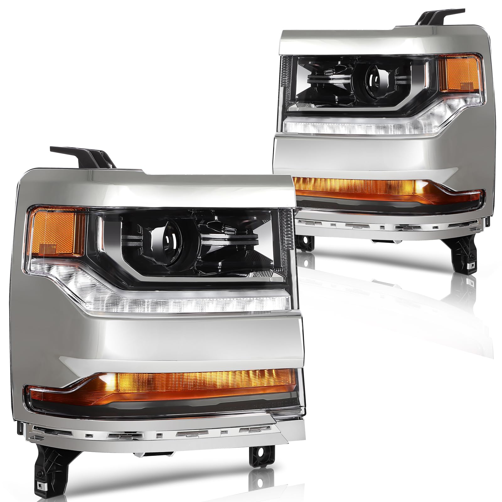 LBRST Headlight Assembly Fit 2016-2018 for Silverado 1500, 2019 for Silverado 1500 LD Driver & Passenger Side Headlight 84388723