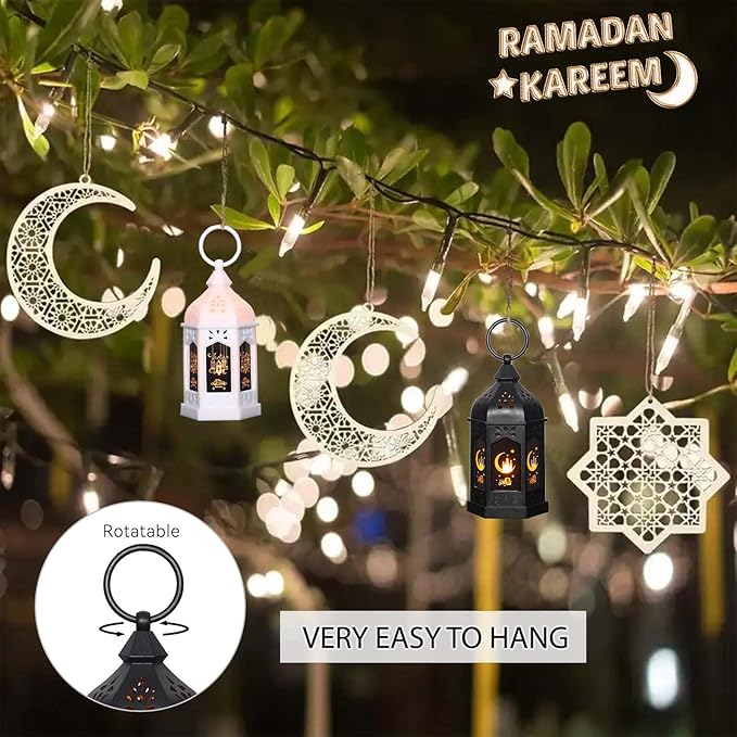 LLQ Mini Ramadan Lantern (12Pcs-5in) - Moroccan Small Lanterns Decorative, Eid Mubarak Decorations for Home, Ramadan Gifts for Family, Table Centerpiece