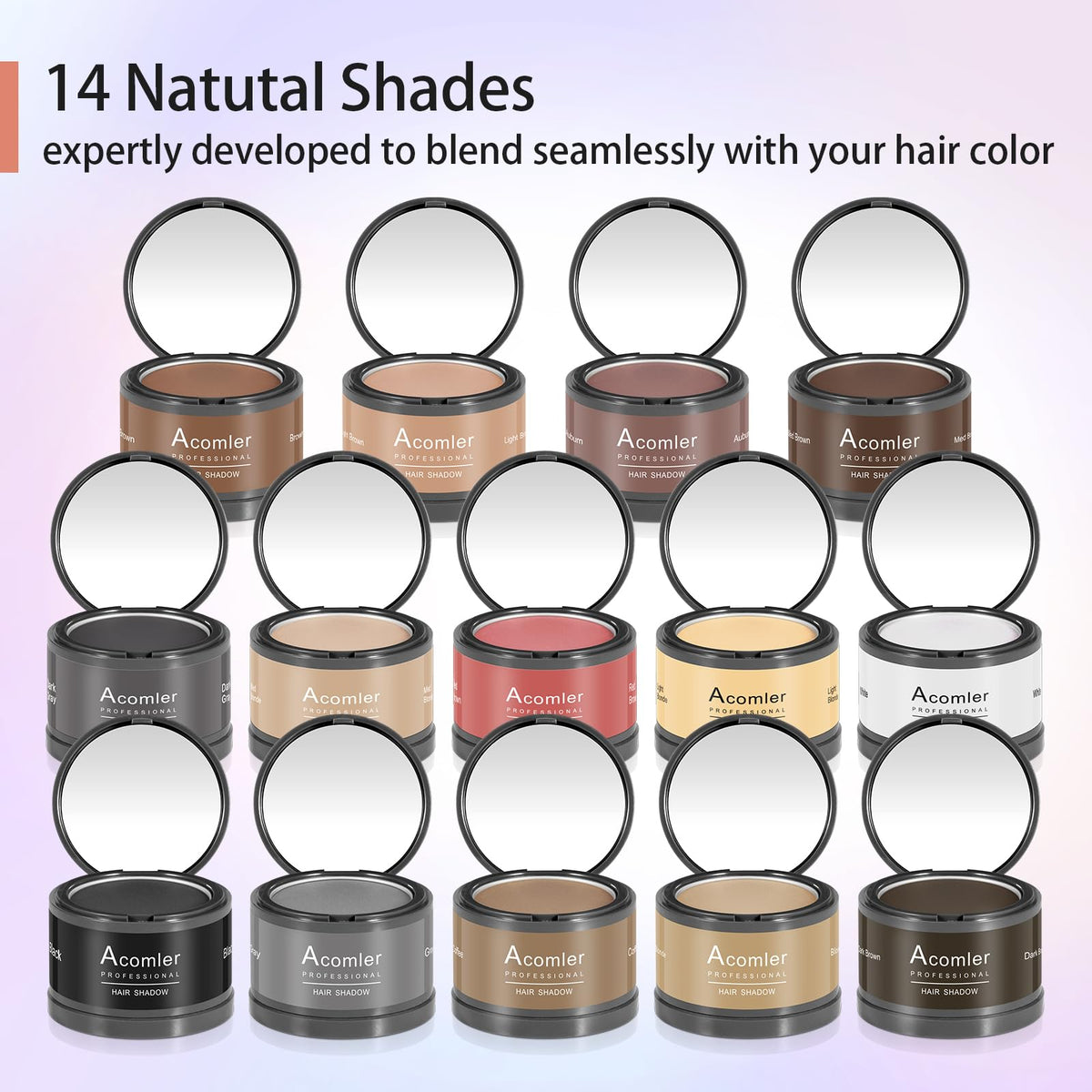 Acomler Root Cover Up Hairline Shadow Powder, Dark Brown, Instantly Cover Thinning Hair, Grey Hair Coverage for Women Men with Eyebrows, Beard Line, Bald Spots (Light Blonde)
