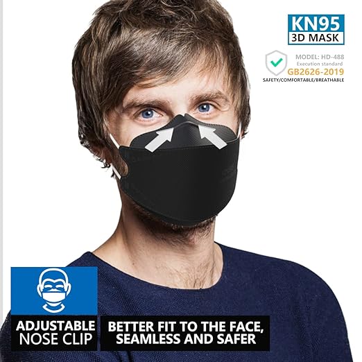 KN95 Face Masks 100 Pack, Breathable Comfortable and Disposable KN95 Mask, Black