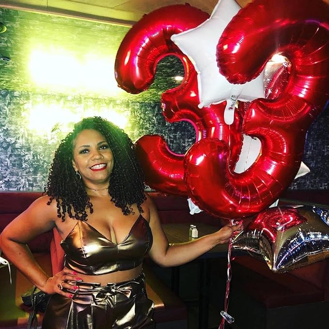40 Inch Red Number 3 Balloon Large Red Foil Balloon Red 3 Balloons Mylar Helium Balloon for 3rd Birthday Party Decorations Girls Boys Baby Shower Wedding Anniversary Decoration