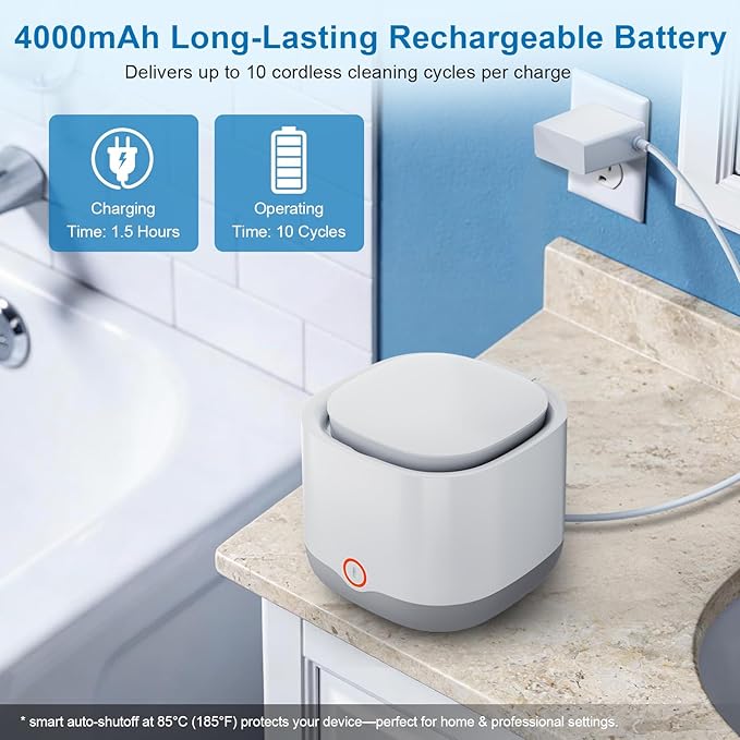 Ultrasonic Retainer Cleaner, 45kHz Retainer Cleaner Machine UV-C Dental Cleaning Pod Lights, 24W, 4000mAh, 200ml, for Denture, Night Guard, Mouth Guard, Aligner, Brace, Multiple