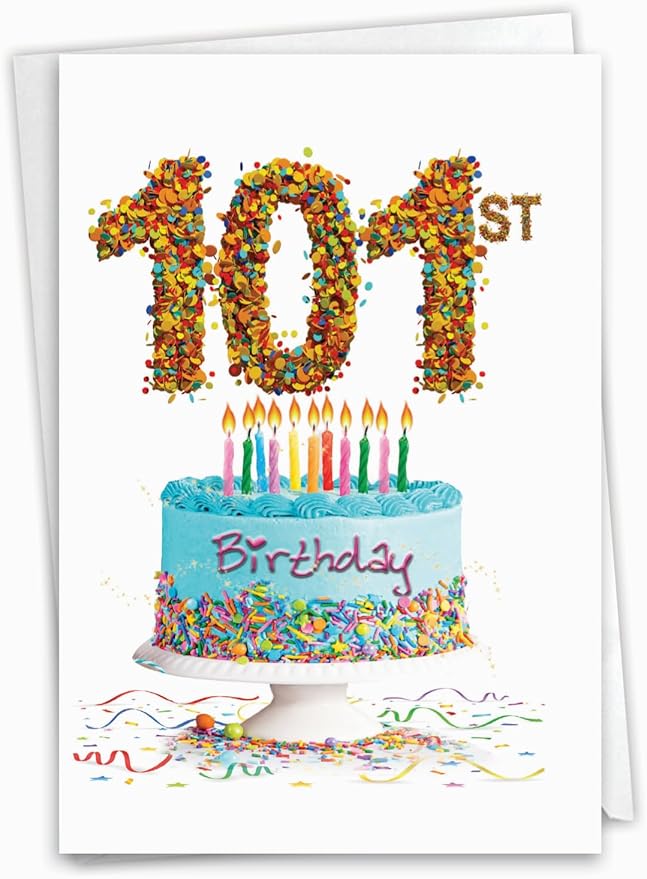 NobleWorks - Milestone Birthday Greeting Card with Envelope (4.63 x 6.75 Inch) - Big Day 101 C2764MBG