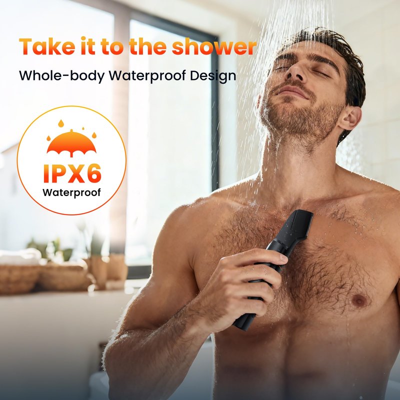 MAXGROOM Manscape Body Hair Trimmer for Men, Waterproof Pubic, Groin & Ball Shaver, No-Nick Mens Electric Grooming Kit with LED Display, USB Rechargeable, Adjustable Guide Comb