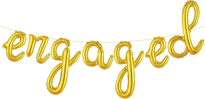 KatchOn, Gold Engaged Balloons Letters - 16 Inch | Balloons for Engagement Decorations | Engaged Banner for Bachelorette Party Decorations