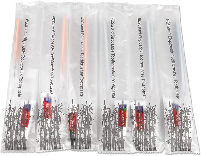 HQSLsund 60 Pack Disposable Toothbrushes with Toothpaste Individually Wrapped (2colors)