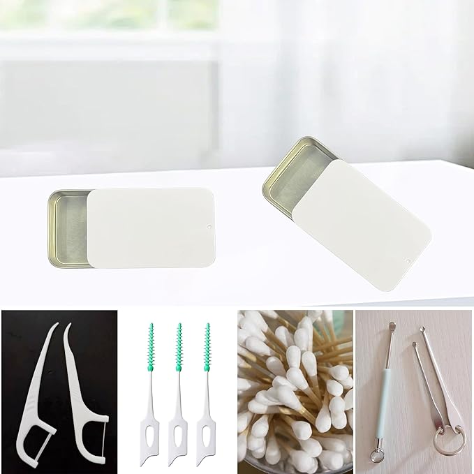 2Pack Dental Floss Portable Case,Dental Floss Dispenser,Storage 24 Picks Adult Floss in Box,Refillable Glide Floss,Portable Travel Floss Box for Travel(White)