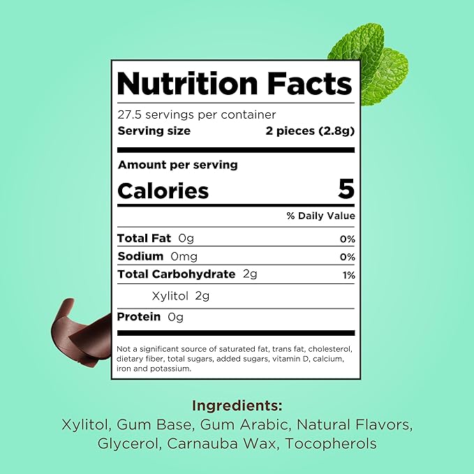 PUR Gum | Aspartame Free Chewing Gum | 100% Xylitol | Natural Chocolate Mint Flavored Gum, 55 Pieces (Pack of 3)